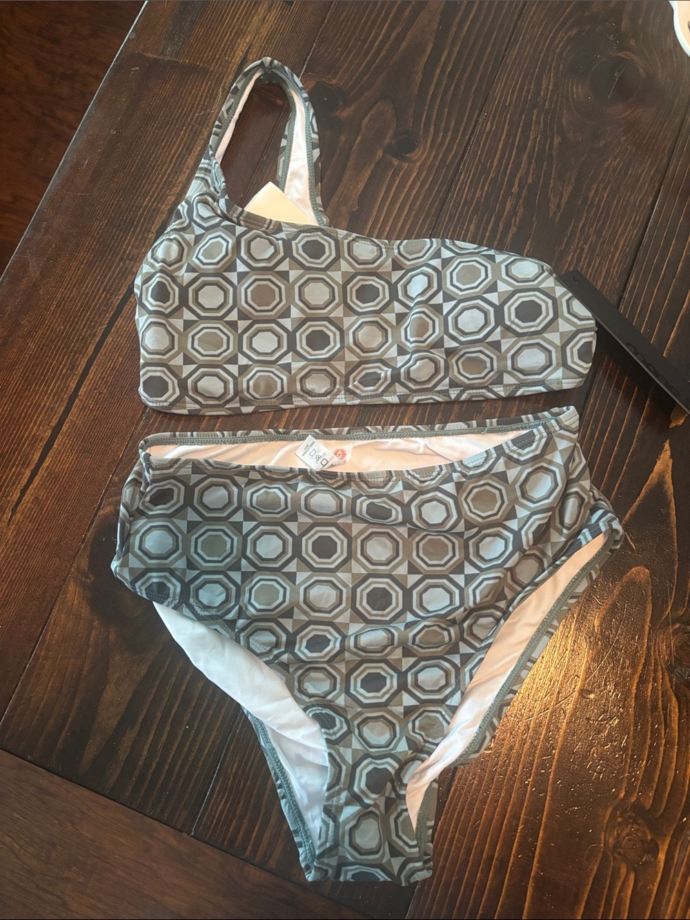 Mono B Geometric Grey & Light Blue Bikini Set